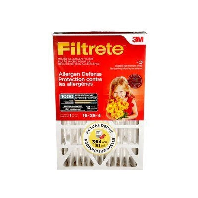 Filtrete DPSM01DC Allergen Defense Micro Allergen Filter, MPR 1000, 16 in x 25 in x 4 in. Each