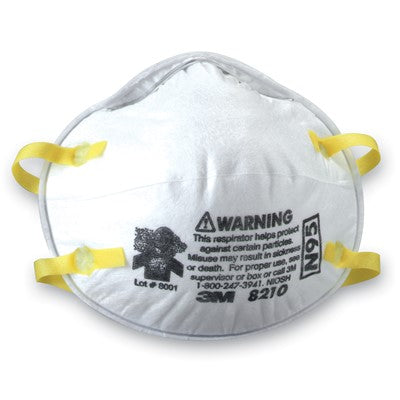 3M 8210 Disposable Particulate N95 Respirator. Box/20 Masks