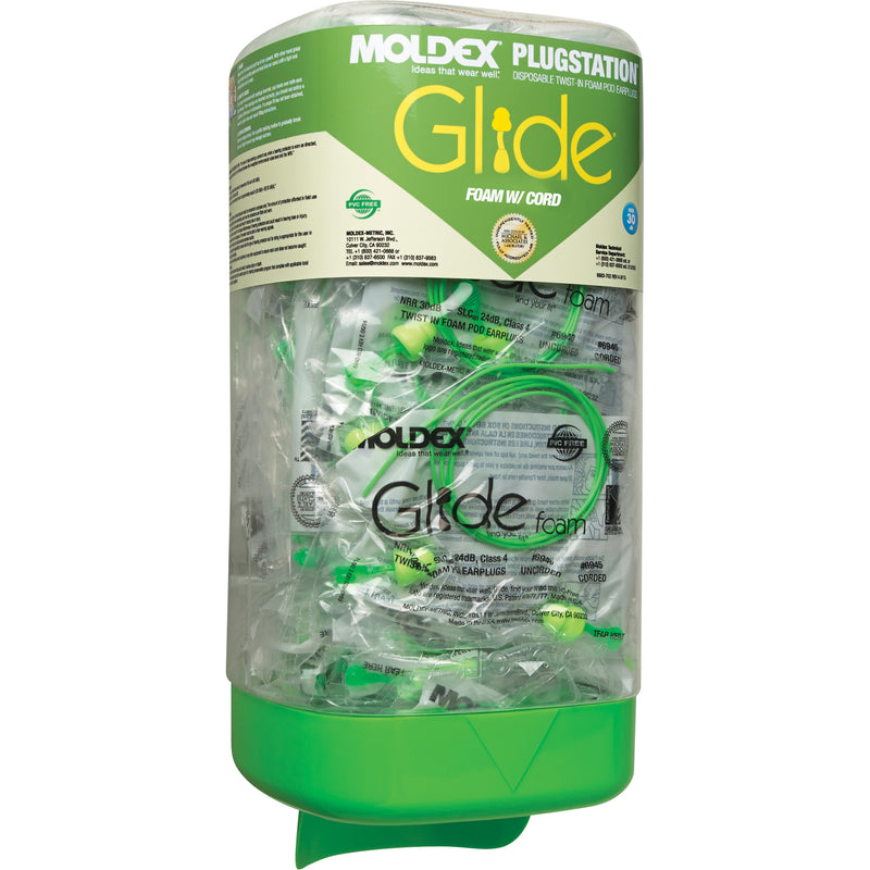 MOLDEX PlugStation® 6883 Dispenser with Glide® Earplugs, Corded, NRR 30dB. 150 Pairs