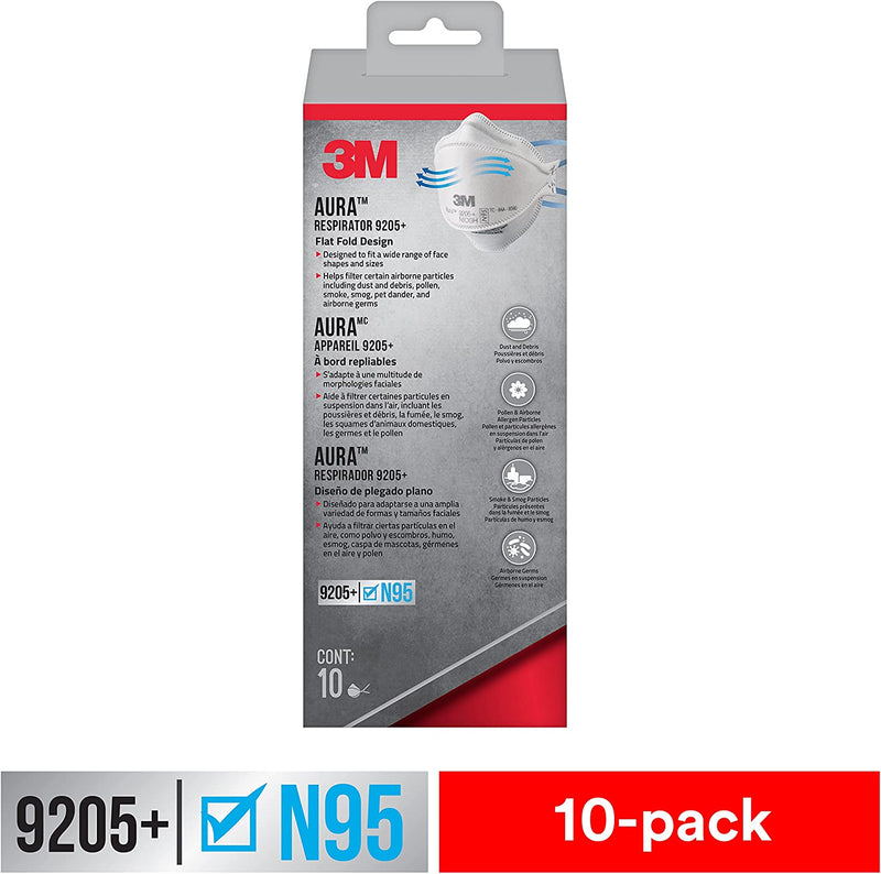 3M Aura 9205+ N95 Particulate Masks. Box/10 Masks